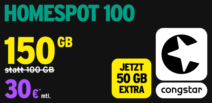 congstar Aktion: Homespot 100 mit 50 GB Extra-Daten