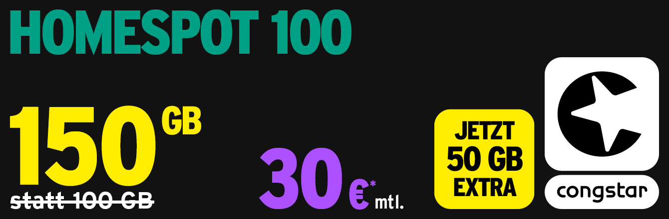 congstar Aktion: Homespot 100 mit 50 GB Extra-Daten
