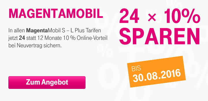 Ab sofort 24 Monate 10 % Online-Vorteil bei MagentaMobil