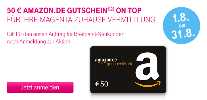50 € Amazon.de Gutschein für die erste Vermittlung im August