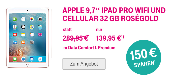 Jetzt 150  sparen beim Apple 9,7