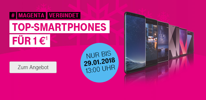Ausgewählte Smartphones für 1 Euro bis 29.01.2018