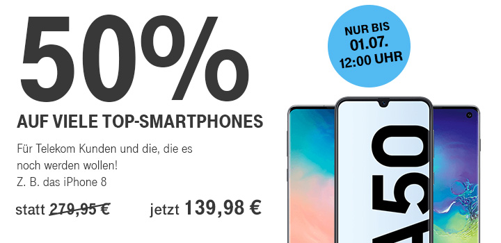 50% auf viele Apple und Samsung Top-Smartphones