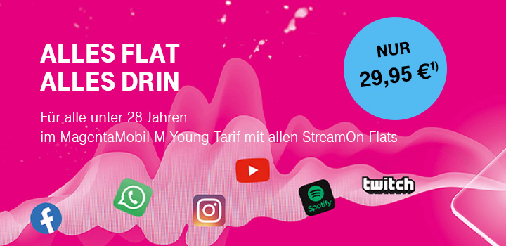 MagentaMobil Young  120 Euro sparen und StreamOn Flats kostenlos zubuchbar