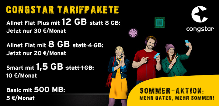 congstar Sommer-Aktion - Mehr Daten - Mehr LTE