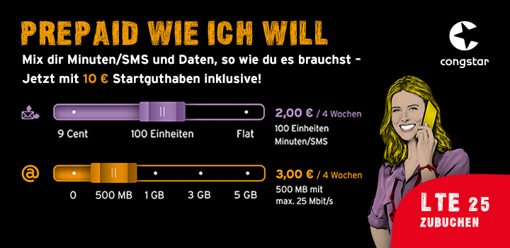 congstar - Prepaid wie ich will - NEU: LTE Option