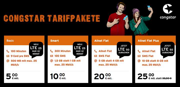 congstar – Herbst-Special: Allnet Flat Plus mit 10 GB für 25 €
