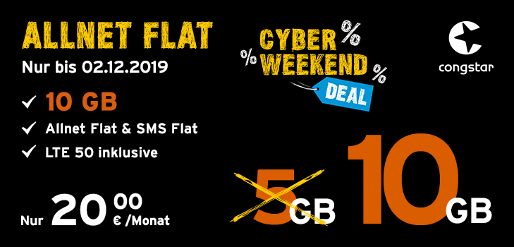 congstar Cyber Weekend Deal - Allnet Flat Angebot nicht verpassen