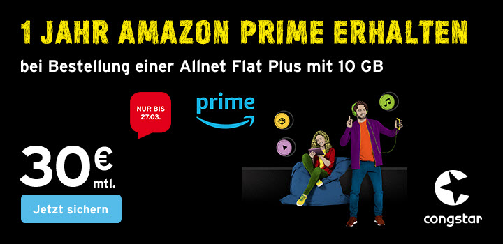 congstar Allnet Flat Plus inklusive ein Jahr Amazon Prime 