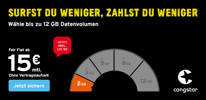 congstar Fair Flat - Jetzt inklusive LTE 50 Option