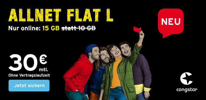 congstar Allnet Flat L - Mit 15 GB Inklusiv-Datenvolumen