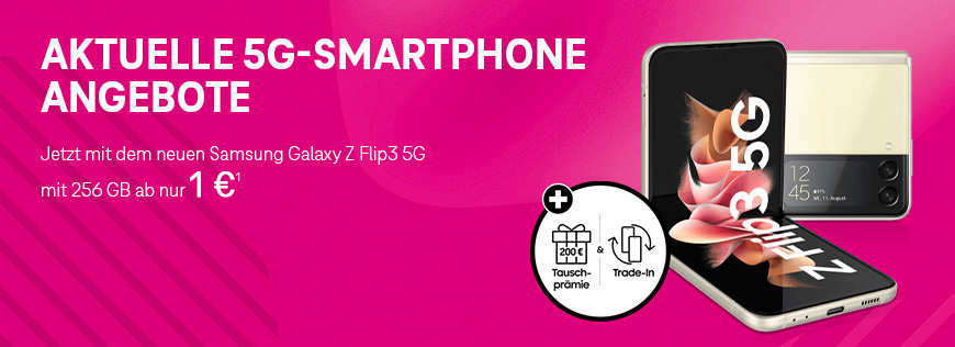 Samsung Galaxy Z Flip3 5G mit 256 GB zum Aktionspreis ab nur 1 €