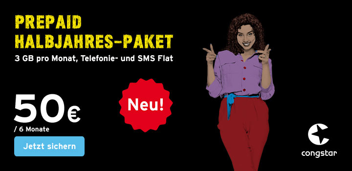 congstar - Das neue Prepaid Halbjahres-Paket 