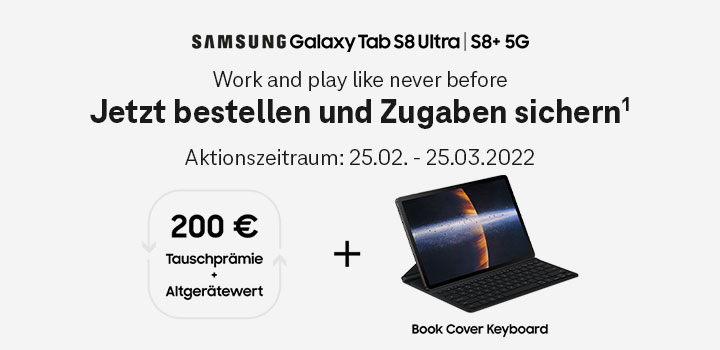 Tauschprämie und gratis Zugabe für die Galaxy Tab S8-Serie