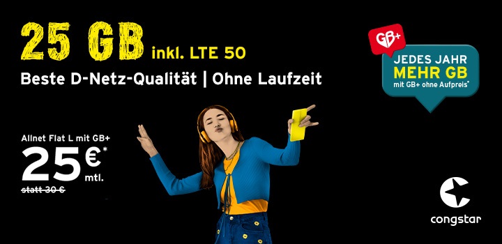 Die congstar Allnet L Sommeraktion - jetzt mit 25 GB Datenvolumen