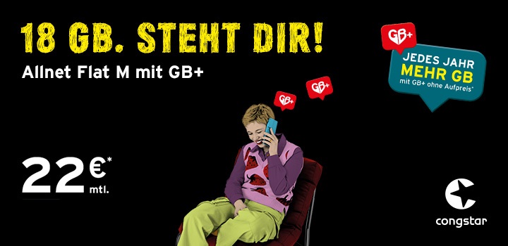 congstar Allnet Flat M  jetzt mit 18 GB Datenvolumen