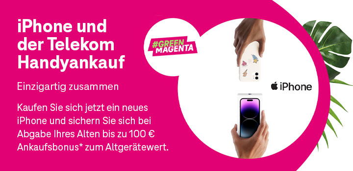 Jetzt ein iPhone 13 oder 14 kaufen und bis zu 100  Ankaufsbonus sichern!