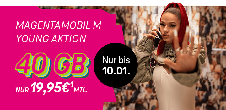 Nur noch bis 10.01.: MagentaMobil Young Angebot - 40 GB fr nur 19,95 €