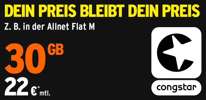 Frhling bei congstar: Die Allnet Flat M mit 30 GB fr nur 22 € mtl.