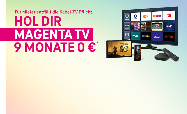 Nur noch bis 24.04.: MagentaTV 9 Monate fr 0 €