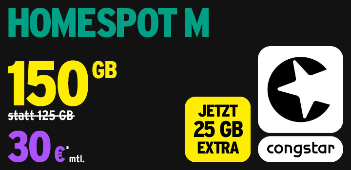 congstar Homespot M - 150 GB fr 30 