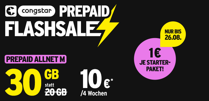 congstar Flash Sale: Prepaid M mit 30 GB fr nur 10 