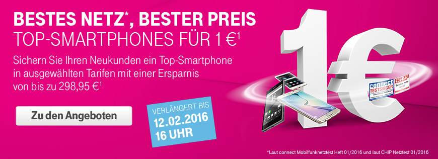 VERLÄNGERUNG bis 12.02.2016 16 Uhr: Top-Smartphones für 1 €
