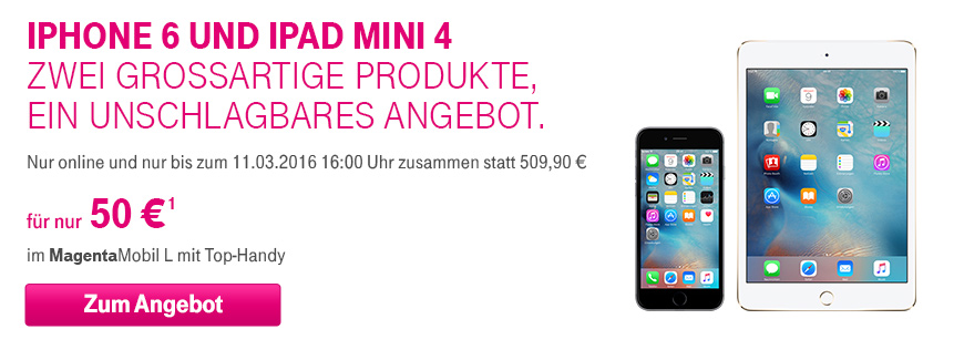 Apple iPhone 6 und iPad mini 4 im Bundle vermitteln