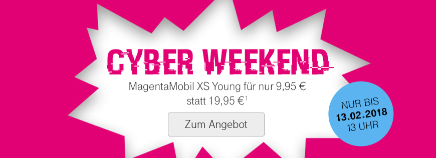 Cyber Weekend - MagentaMobil XS Young Angebot - Bis 13.02.2018