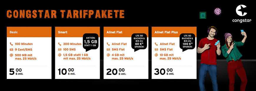 congstar Aktion: LTE 50 Option buchen und bis zu 100 Euro Wechselbonus sichern