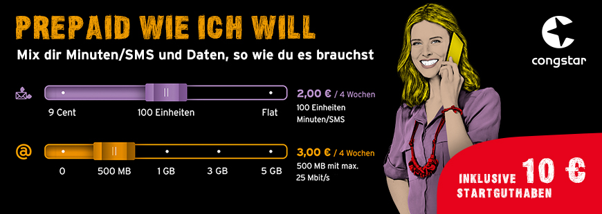 congstar - Prepaid wie ich will - Jetzt mit 5 GB Surf Flat Option buchbar