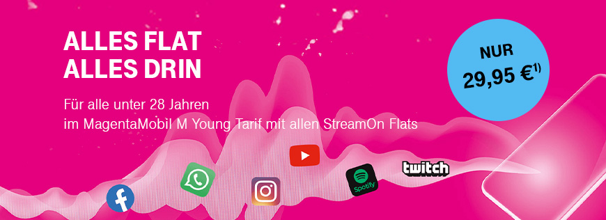 MagentaMobil Young  120 Euro sparen und StreamOn Flats kostenlos zubuchbar