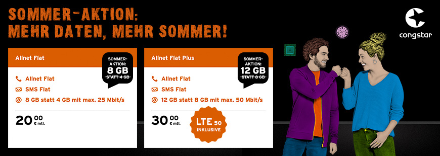 congstar Sommer-Aktion - Mehr Daten - Mehr LTE