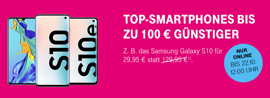 Top-Smartphones von Samsung, HUAWEI und Apple bis zu 100 € günstiger