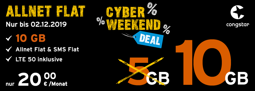 congstar Cyber Weekend Deal - Allnet Flat Angebot nicht verpassen