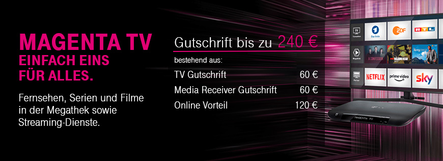 MagentaTV - Entertainment-Vielfalt und Gutschriften bis zu 240  sichern