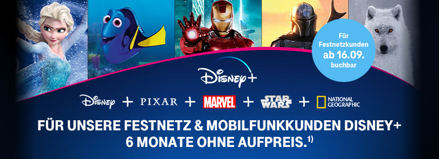 Disney+  Jetzt 6 Monate ohne Aufpreis sichern⁾