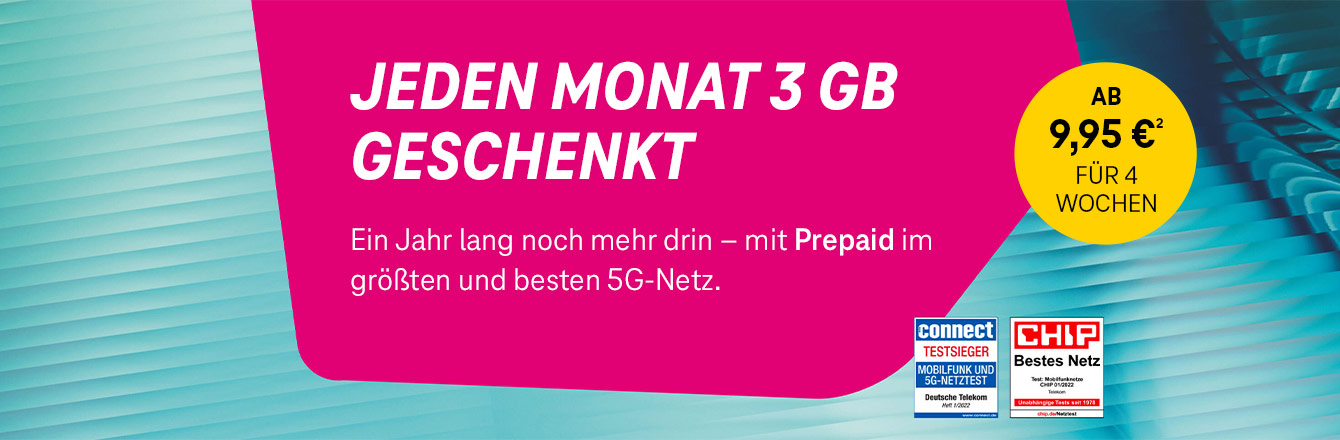 MagentaMobil Prepaid: 12 Monate 3 GB Datenvolumen geschenkt