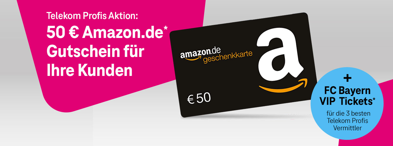 ✨ Bis 22.12.2022: Telekom Profis Aktion – 50 € Amazon.de Gutschein + FC Bayern VIP Tickets