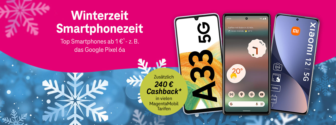 Bis 02.01.2023: Top-Smartphones ab 1  + 240  Cashback