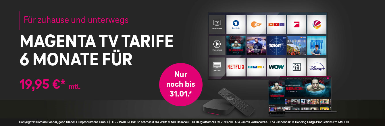 Nur noch bis 31.01.: MagentaZuhause und MagentaTV nur 19,95 € in den ersten 6 Monaten