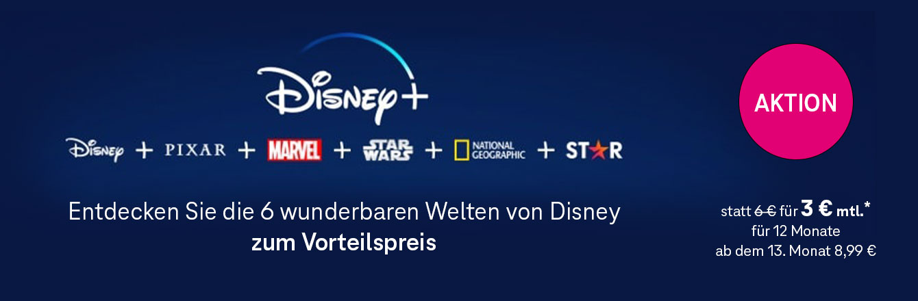 Disney+ 12 Monate lang für nur 3 € mtl.