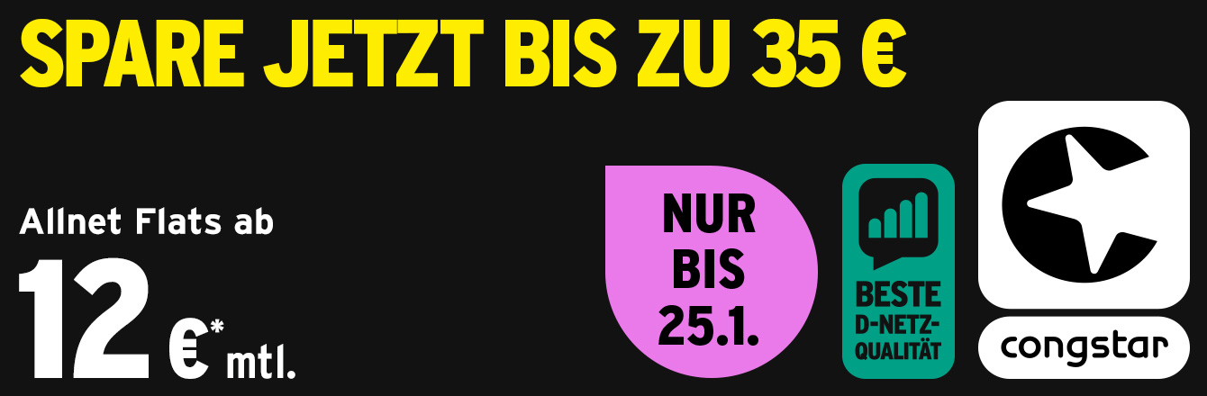 congstar Allnet Flat Aktion: Bis zu 35 € sparen