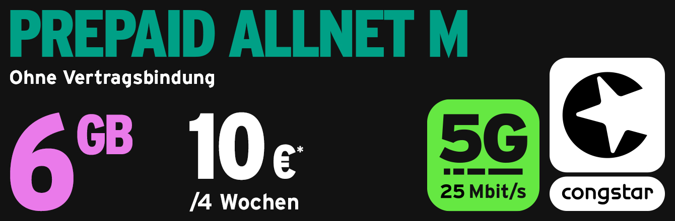 Neu: congstar Prepaid Allnet Tarife mit 5G 25 inklusive