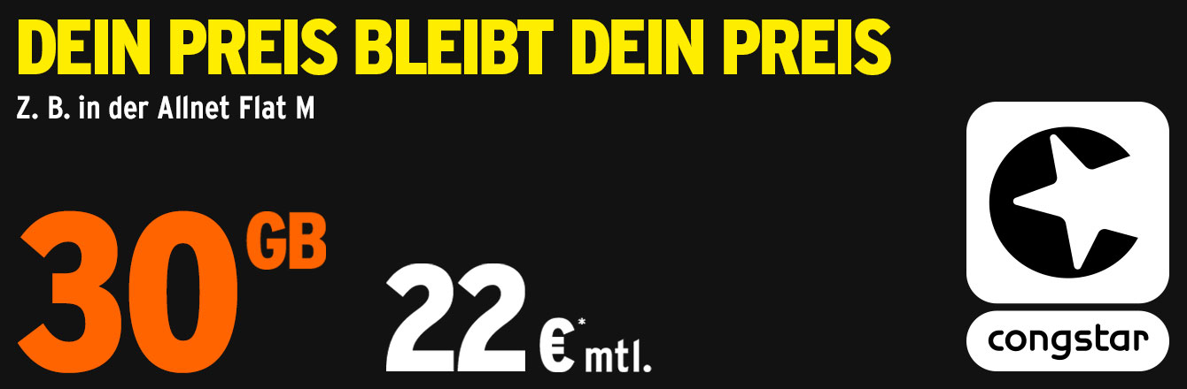 Frhling bei congstar: Die Allnet Flat M mit 30 GB fr nur 22 € mtl.