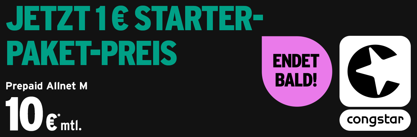 Nur noch fr kurze Zeit: Starterpaket fr 1  und bis zu 15 GB extra!
