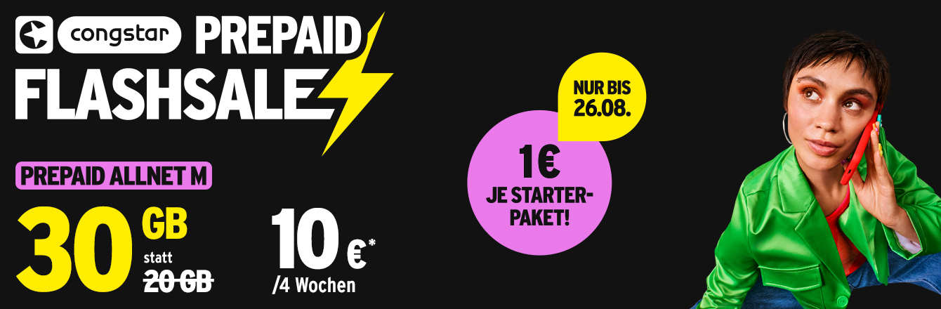 congstar Flash Sale: Prepaid M mit 30 GB fr nur 10 