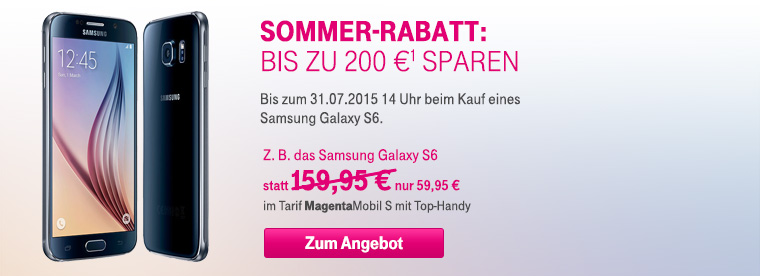 Noch mal Rabatt bei Samsung: 200  beim Galaxy S6 64 GB sparen!