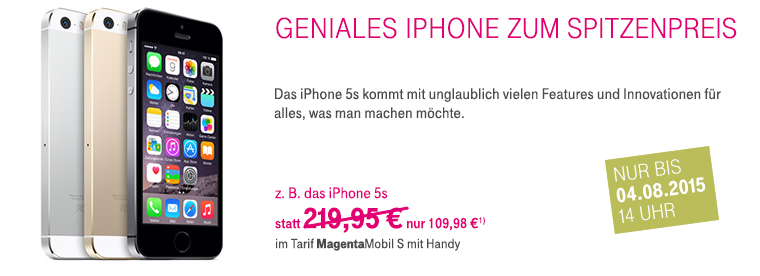 Apple iPhone 5s zum Aktionspreis jetzt 50% günstiger!