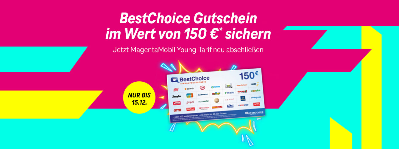 MagentaMobil Young 150 € BestChoice Gutschein für Ihre Kunden Telekom Profis